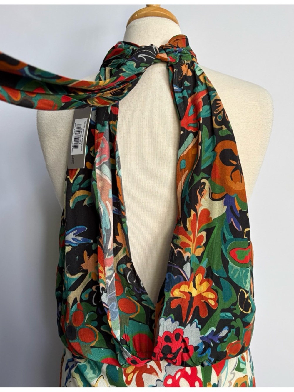 NWT Anthropologie BI-nk Elainne Halter Silky Floral Maxi Dress, XL - Picture 11 of 14